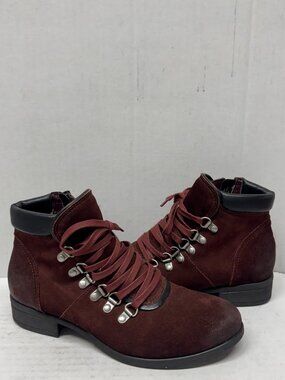 MIZ MOOZ NUBUCK LEATHER BOOT LACE UP WINE 37EU / 7US Z-259